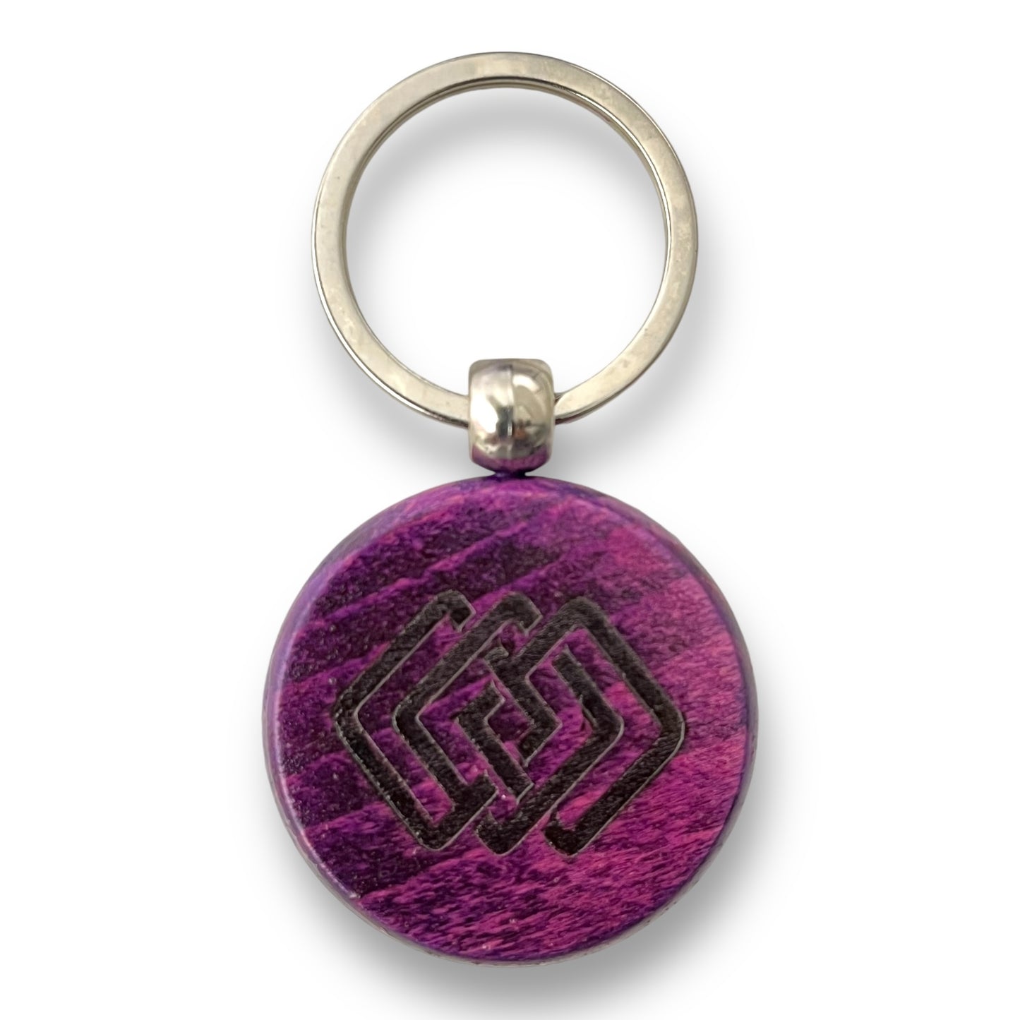 Purple Twilight Wood Keychain-ROUND